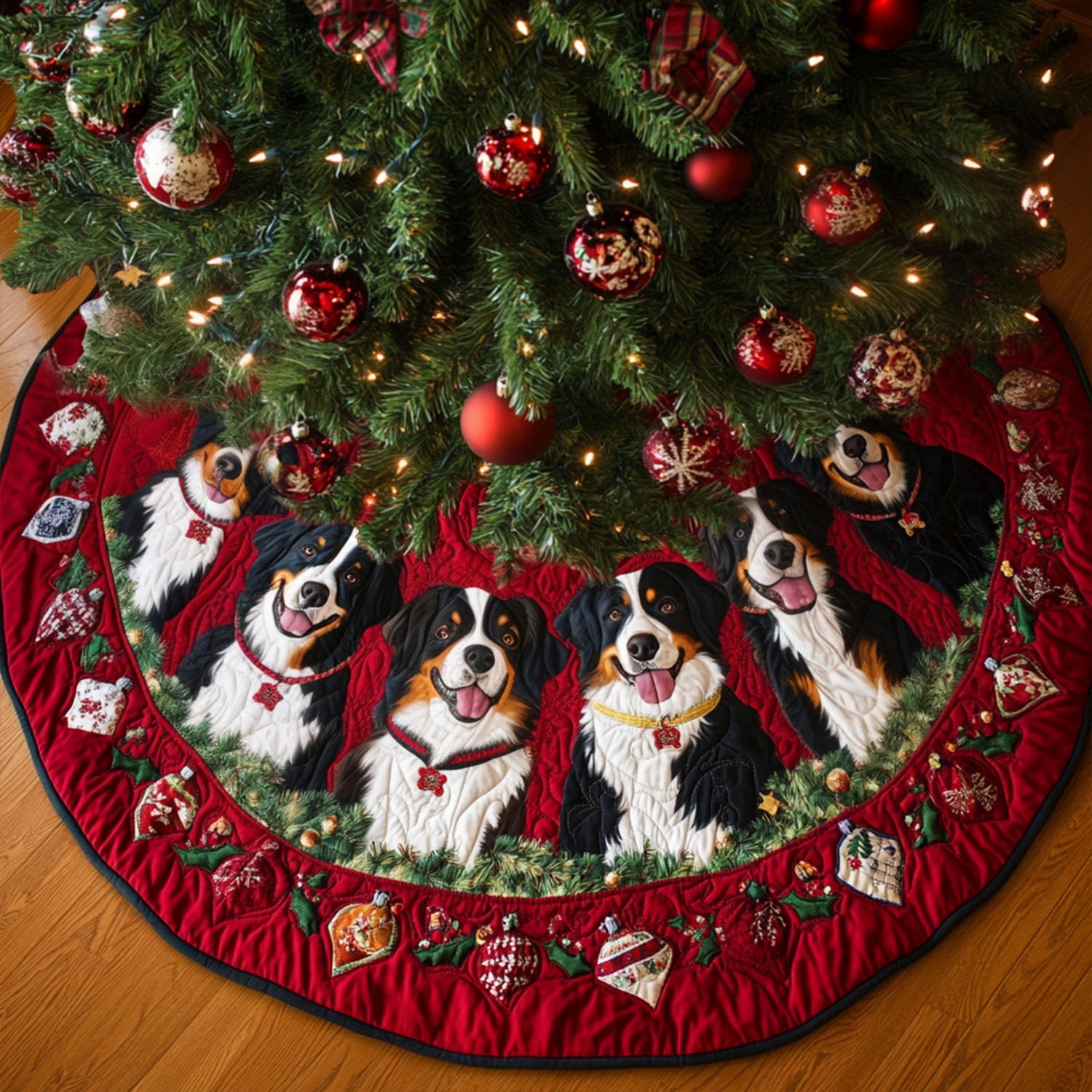 Bernese Delight Quilted Christmas Tree Skirt NCU0PT2587