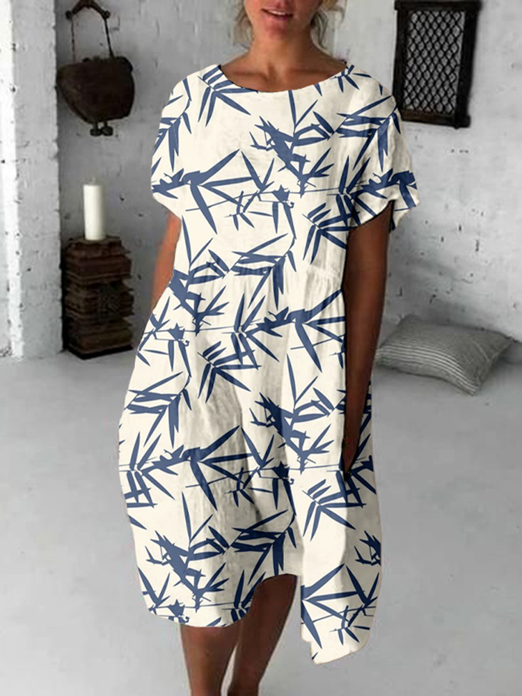Comstylish Bamboo Forest Japanese Art Flowy Midi Dress