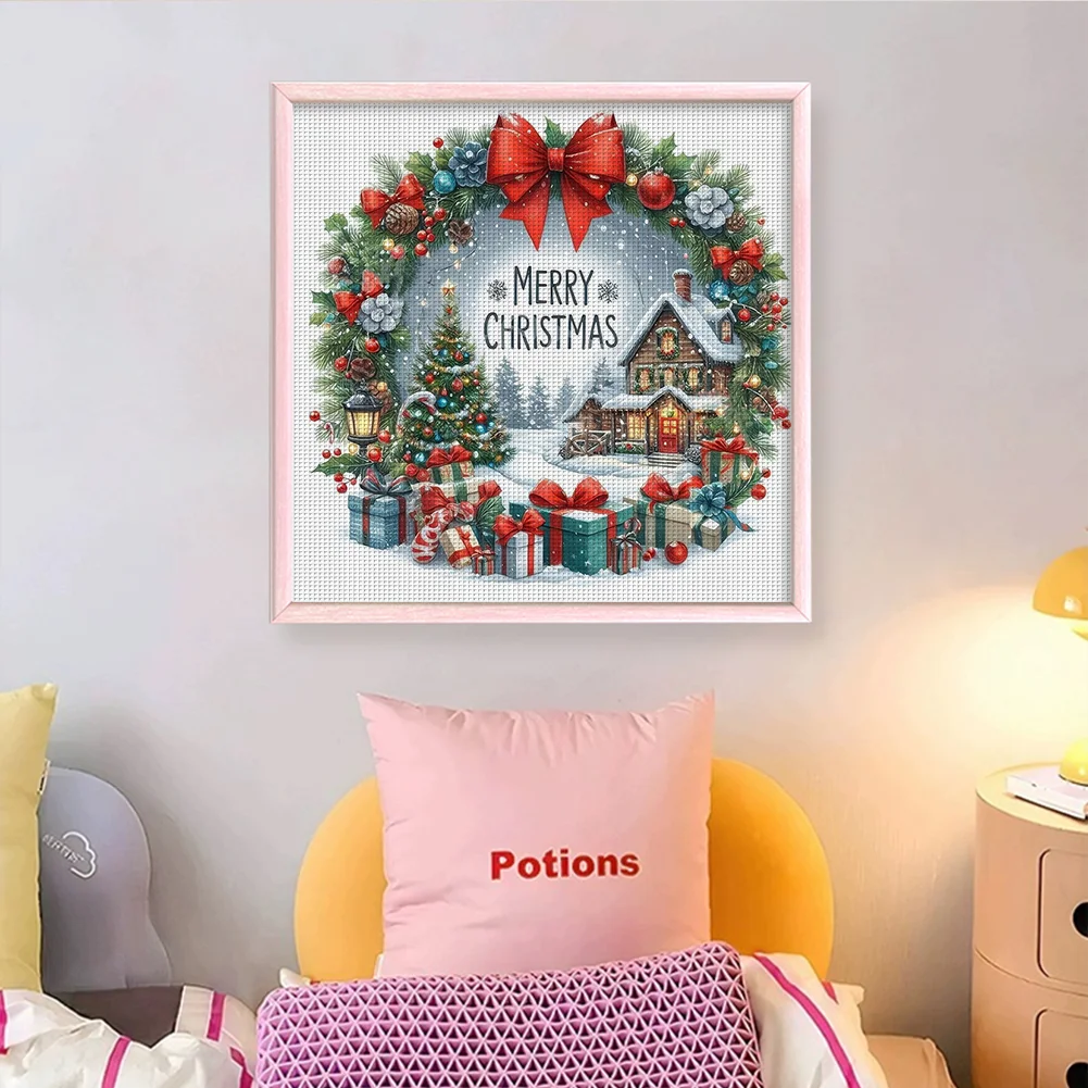 14CT Full Counted Cross Stitch Kit - Christmas Cottage (40*40cm)