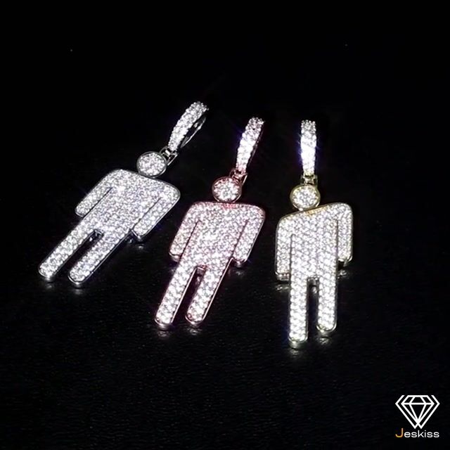 Iced Out Billie Eilish Head Tilt Gold/Silver/Rose Gold Pendants