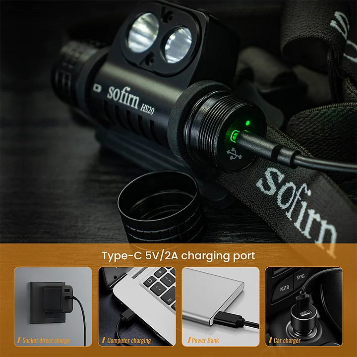 sofirn　LED　ヘッドライト　18650 Sofirn HS20 USB C Rechargeable Headlamp, 18650 Headlight