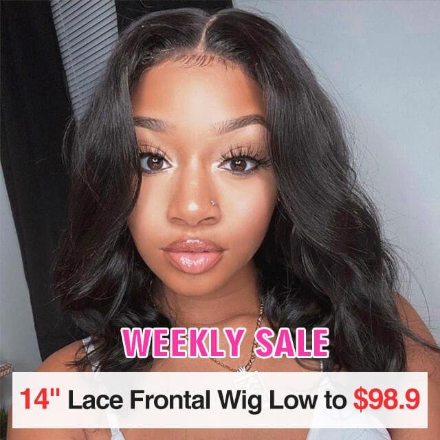 Weekly Sale 13x4 Lace Frontal Wig Free Part 14'' Low to $118.9 No Code Needed