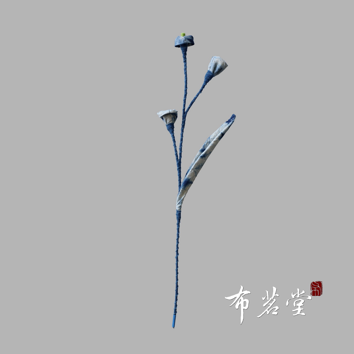 Handmade Blue Dye Cloth Art Lily of the Valley Flower Arrangement Home Decor