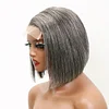 Salt and Pepper Grey Glueless Straight Bob Hair Wig