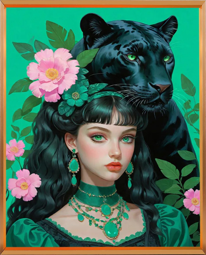 Fantasy Girl And Leopard 11CT/14CT Stamped Cross Stitch 45*55CM