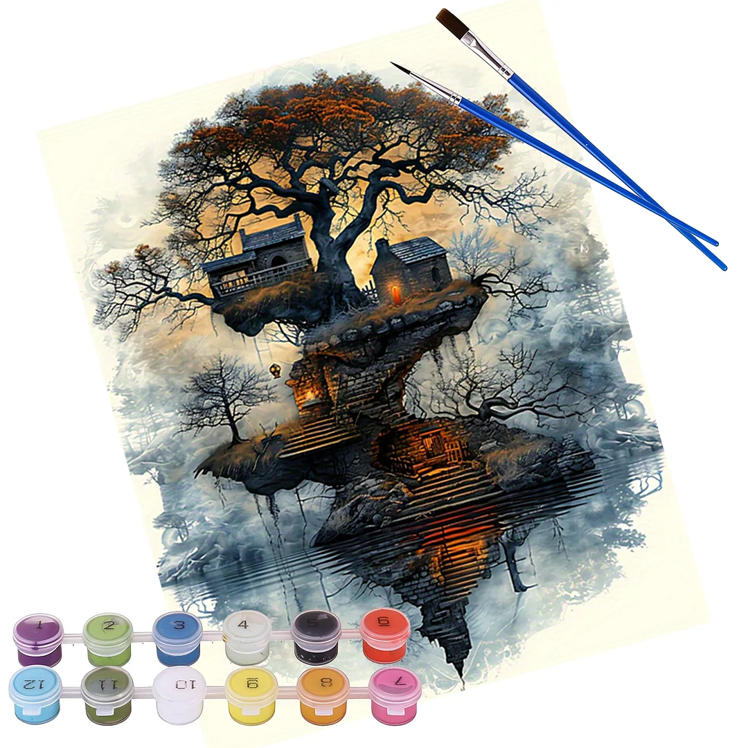 Treehouse DIY Paint By Numbers Kit on Canvas 40x50cm Without Frame Paint by Numbers Kits Drawing Paintwork for Beginners Adults Gift Home Wall Decor