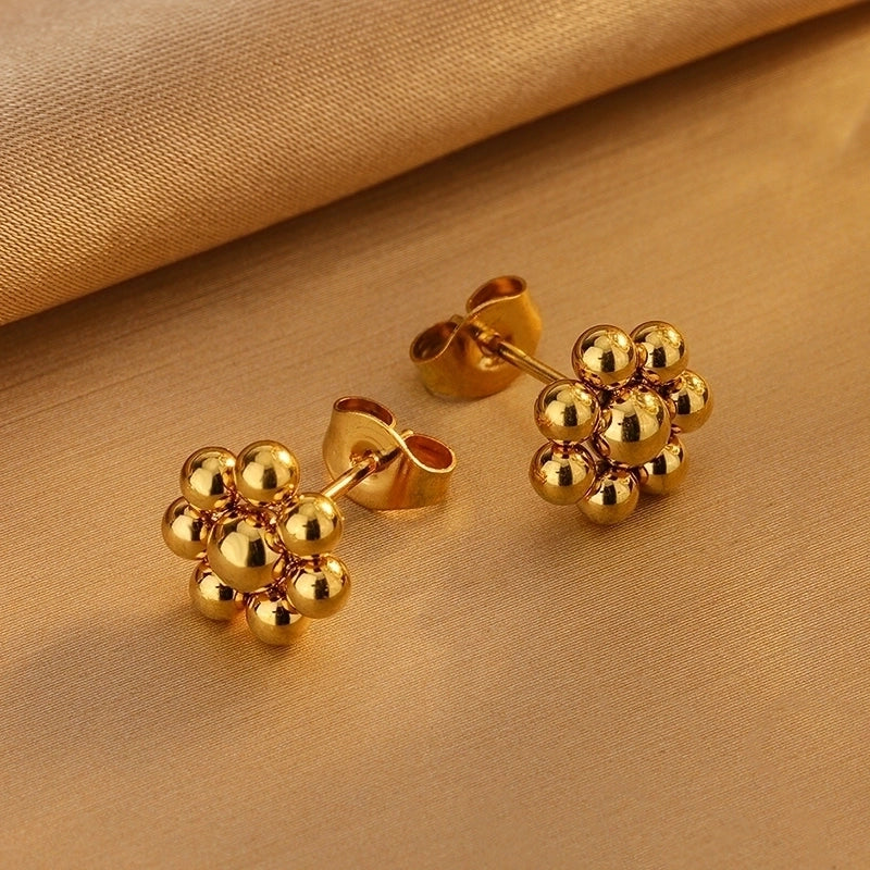 Minimalist Classic Style Streetwear Flower Petal 304 Stainless Steel 18K Gold Plated Flowers Earrings Necklace Jewelry Set