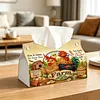 DIY Diamond Art Tissue Box Holder Farm Chicken PU Leather Diamond Art Desktop Organizer Resin Rhinestone Storage Organizers Gem Art Home Office Decor Craft Gift