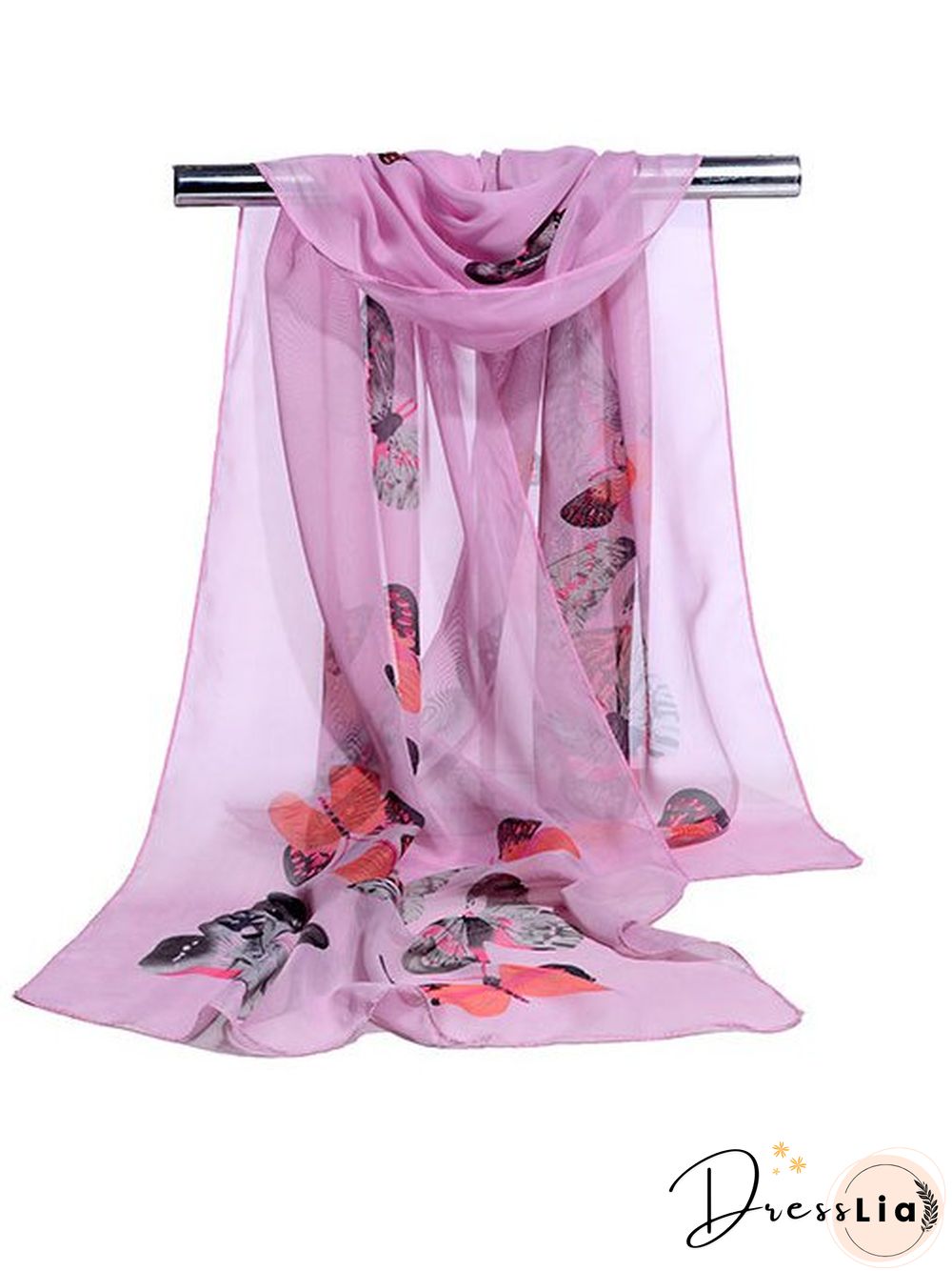 Boho Butterfly Print Long Silk Scarf Bali Holiday Scarf