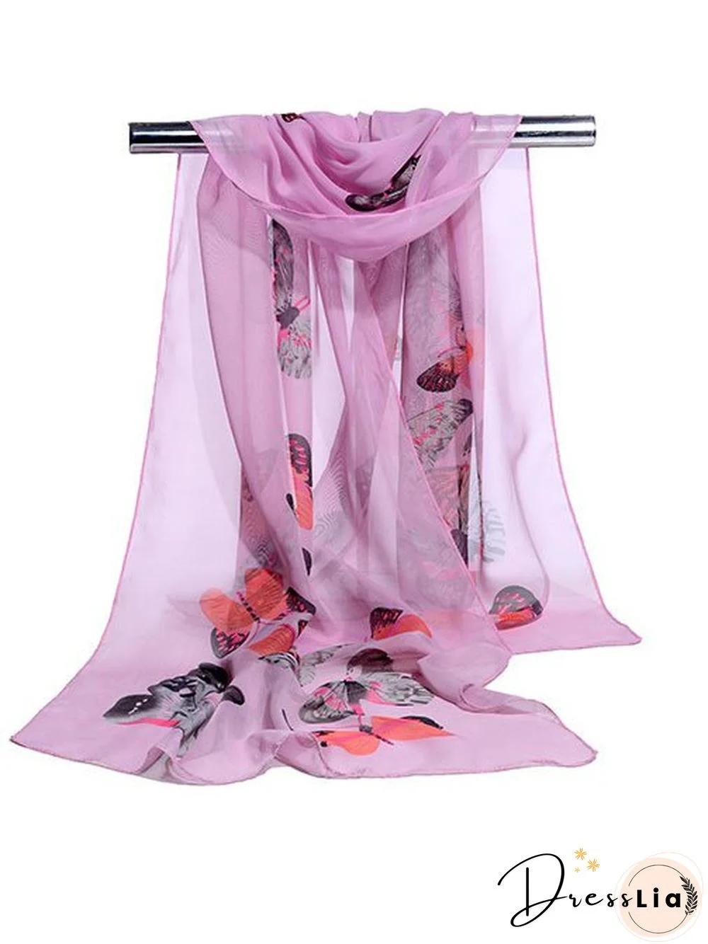 Boho Butterfly Print Long Silk Scarf Bali Holiday Scarf