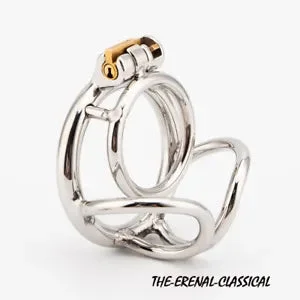 pornhint Pornhint New Stainles Steel Balls Chastity Cage Testicle Restraints Cage Ring Lock Device