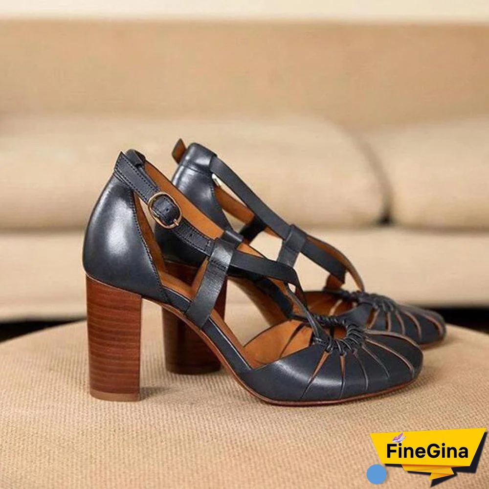 Women's New Fashion Plus Size High Heel Buckle Sandals