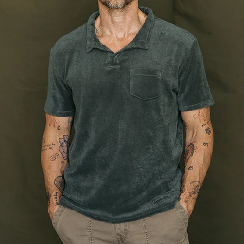 Men's Cotton Green Lapel POLO Shirt