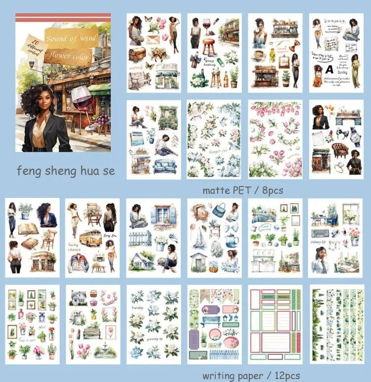 JOURNALSAY 20 Sheets Retro Label Receipt Washi Sticker Book DIY Tearable  Journal Scrapbooking