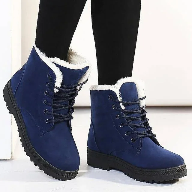 Anti-Slip Waterproof Lace Up Snow Boots For Women