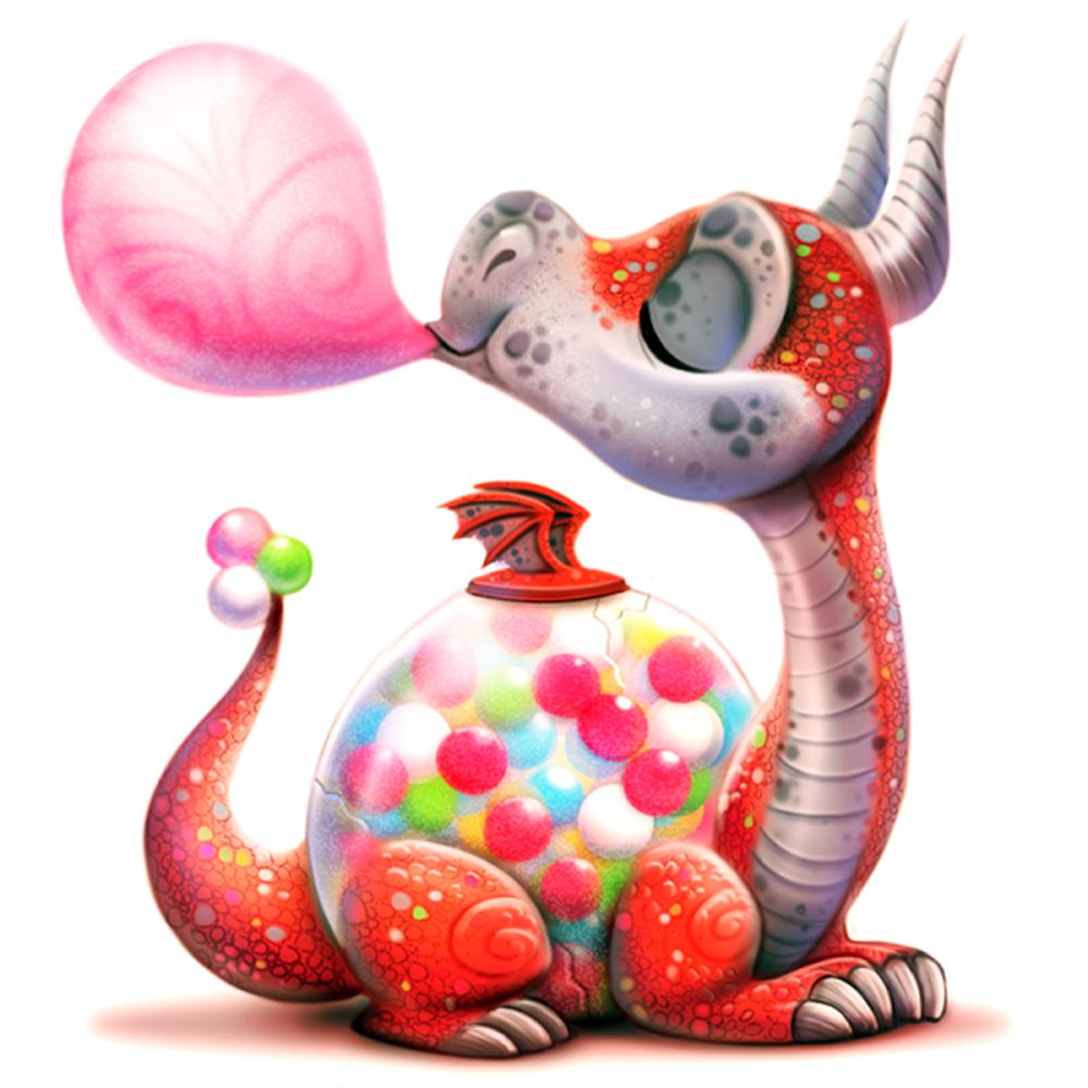 

30*30CM Round Drill Diamond Painting-Cartoon Dinosaur, 501 Original