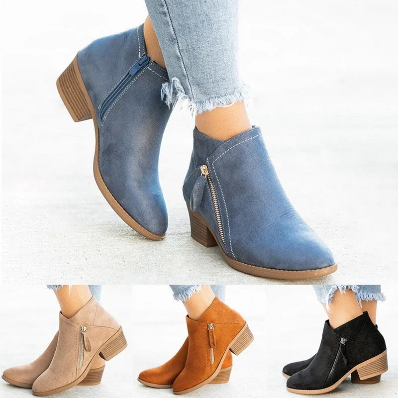 Women Ankle Boots High Heels Wedges Shoes Woman Booties Autumn Warm PU Leather Shoe Chaussures Femme Zapatos Mujer Sapato