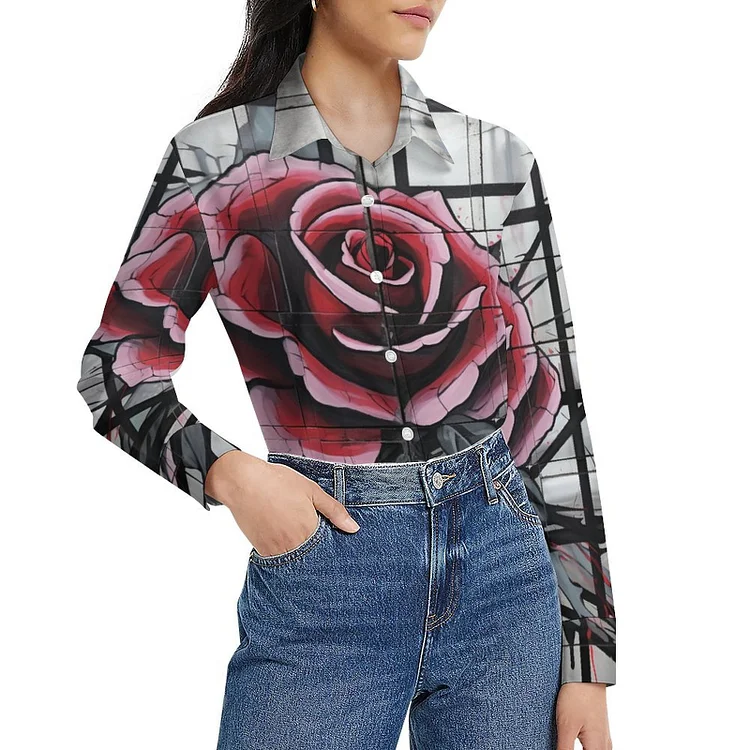 Women's Long Sleeved Lining Rose Geometry customized, personalized, gift