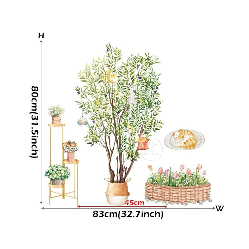 Big Tree Birch Wall Stickers Green Leaves Wall Decals Living Room Bedroom Birds Home Decor Poster Mural PVC Room Decoration