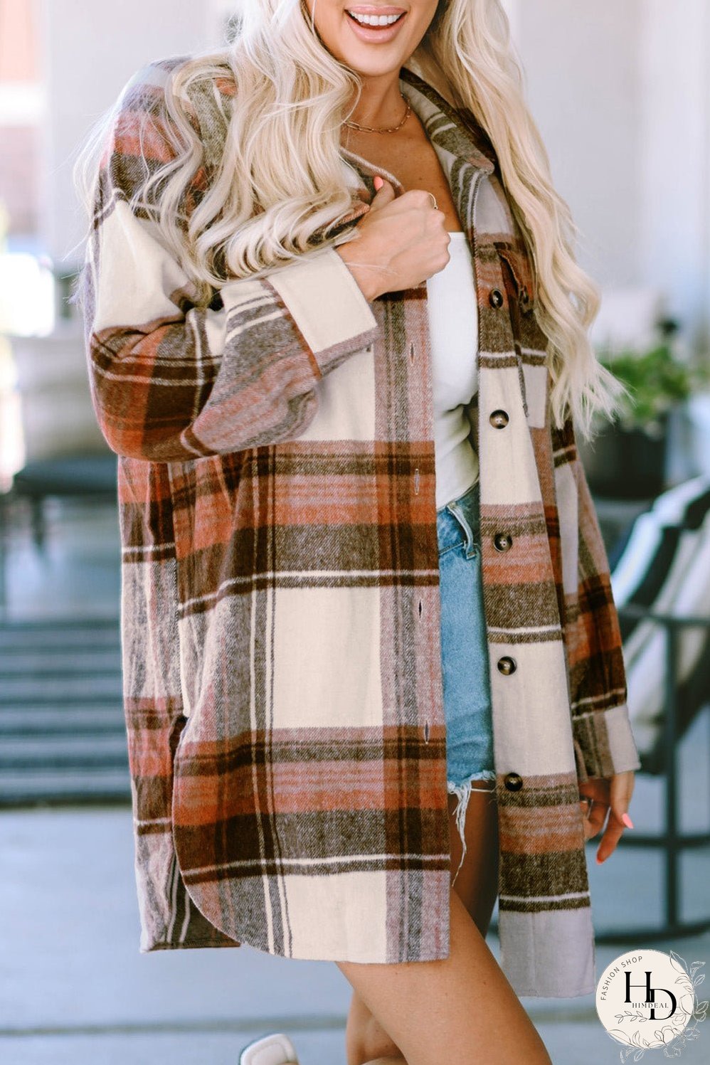 Warm Plaid Shirt Jacket for Fall