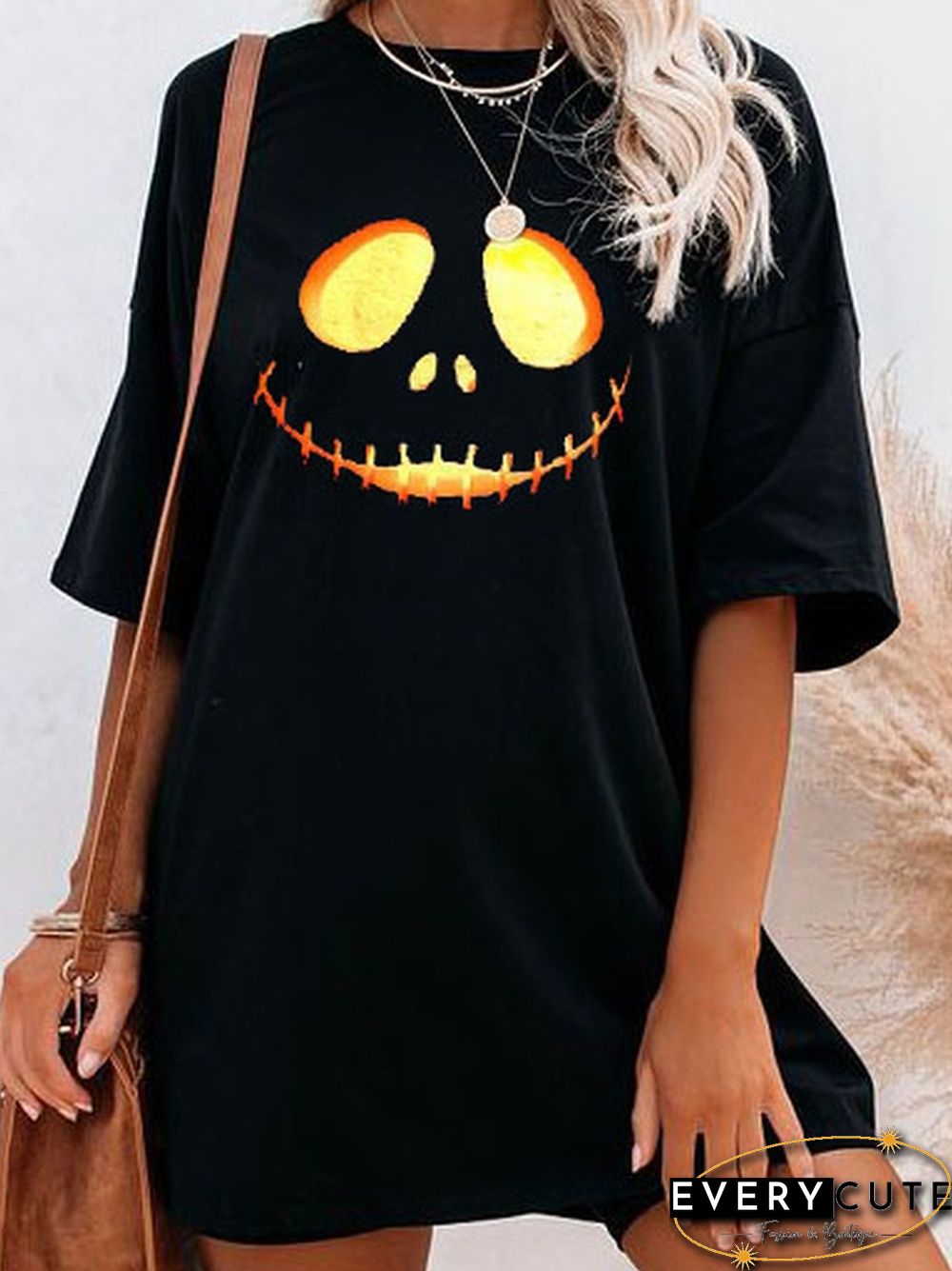Halloween Scary Face Print Short-sleeved T-shirt