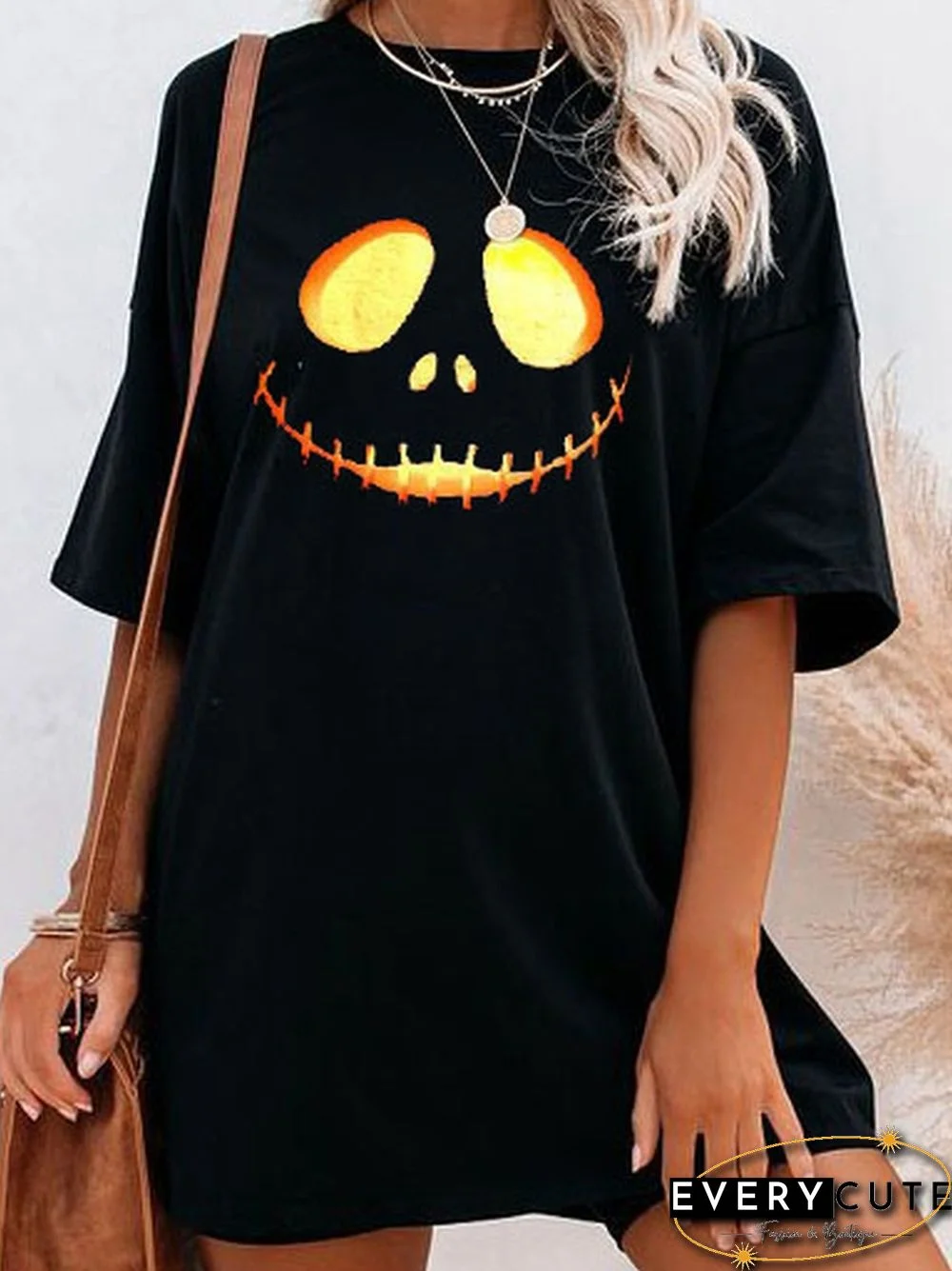 Halloween Scary Face Print Short-sleeved T-shirt