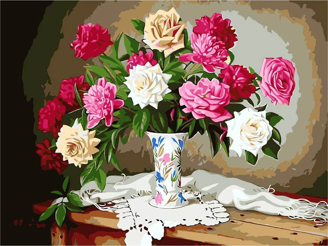 Flower Paint By Numbers Kits UK For Adult TCR3100