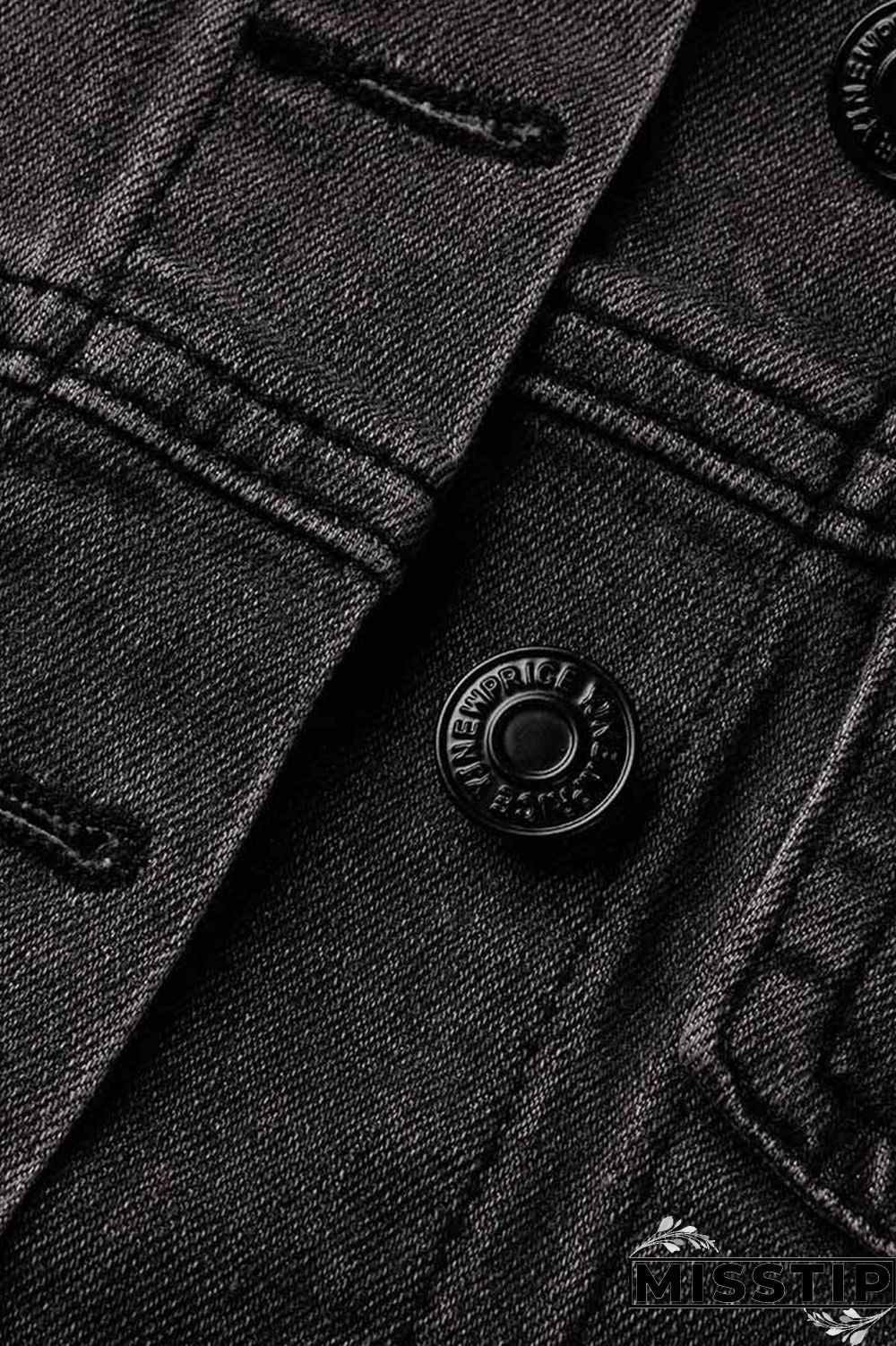 Blue Orange Street Print Make Old Patchwork Buckle Turndown Collar Long Sleeve Straight Denim Jacket