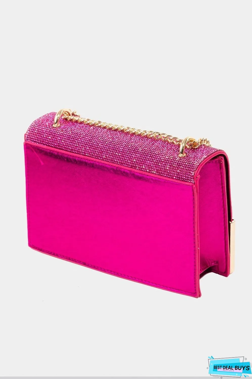 Fame Rhinestone Studded Rectangle Crossbody Bag