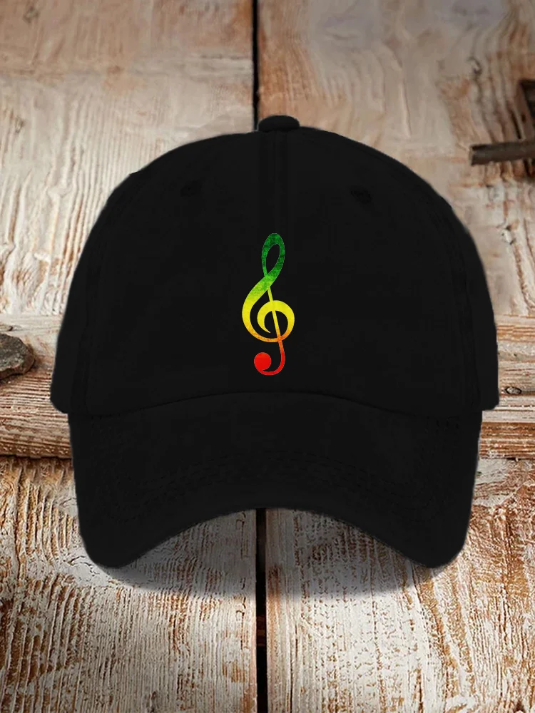 Reggae Rasta Gradient Treble Clef Print Cap