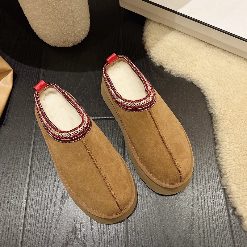 Churchf Churchf Size Cotton Shoes Female Winter 2023 New Fur Integrated Baotou Slippers Female Loose Cake