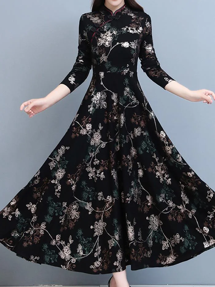 Fashion Long-sleeved Printed Jumpsuit