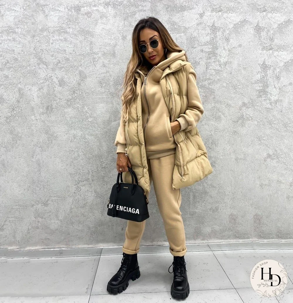 Drawstring Waist Zip Up Gilet Puffer Jacket