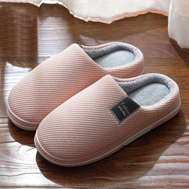 Men's Slippers Memory foam Slippers for home 2020 Winter Non Slip Male House Shoes Stripe Unisex Indoor plus size 11-12