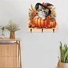 (US Only)Halloween Pumpkin Cat Wood 2D/Flat DIY Diamond Painting Hooks Home Decor Craft