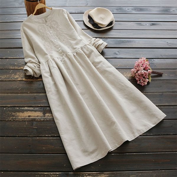 Zanzea Fashion S-5XL Women Elegant Solid Color Long Sleeve Casual Vintage Loose Maxi T Shirt Dress - BlackFridayBuys