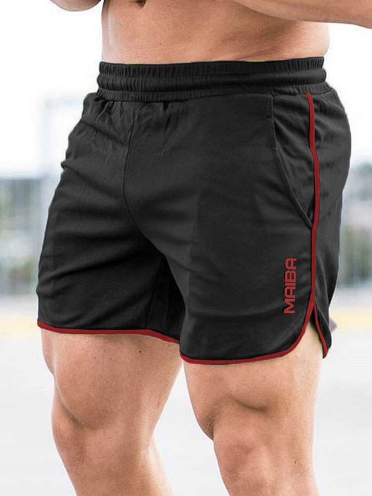 Men's Monogrammed Solid Color Sports Shorts