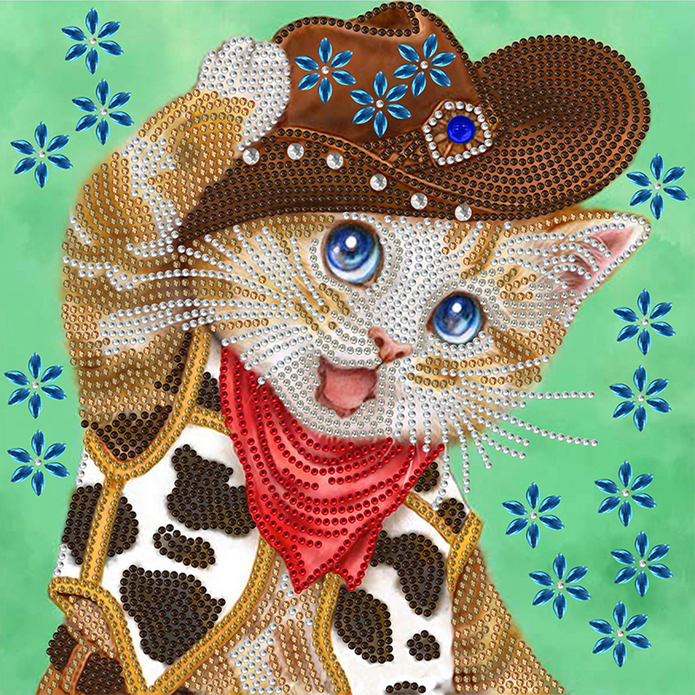 Funny Cat 30*30CM(Canvas) Special Shaped Drill Diamond Painting gbfke