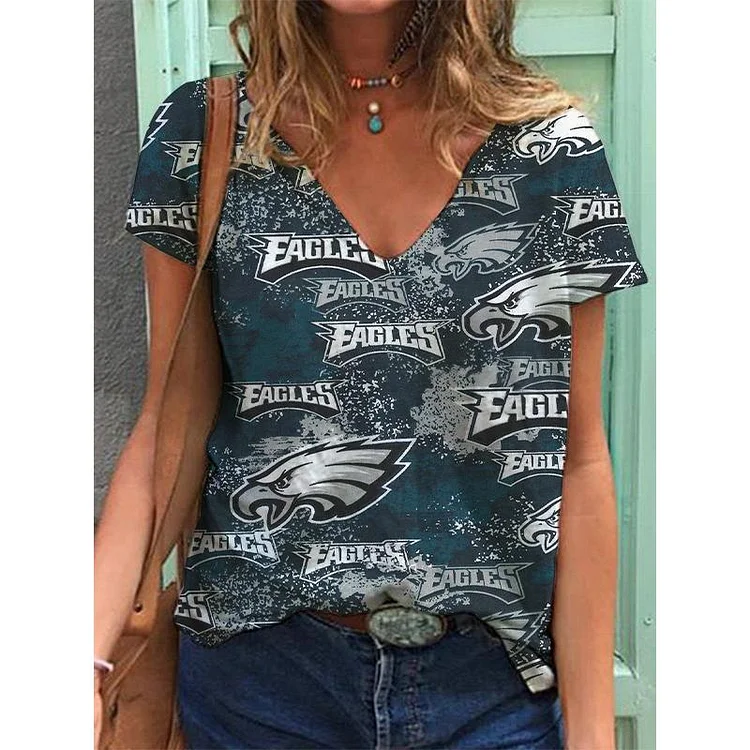 Philadelphia Eagles Lightweight Short Sleeve V-Neck T-Shirt