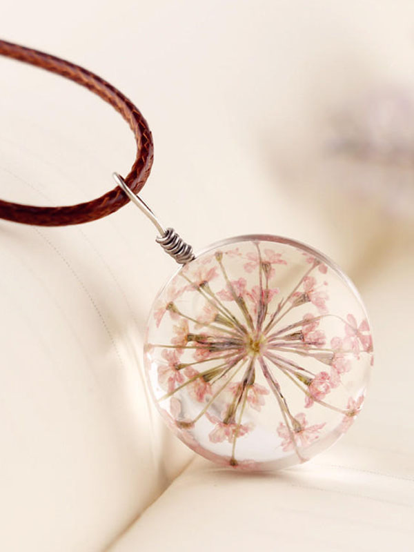 Four Leaf Clover&Timeless Flower&Dandelion Handmade Necklace wearshes