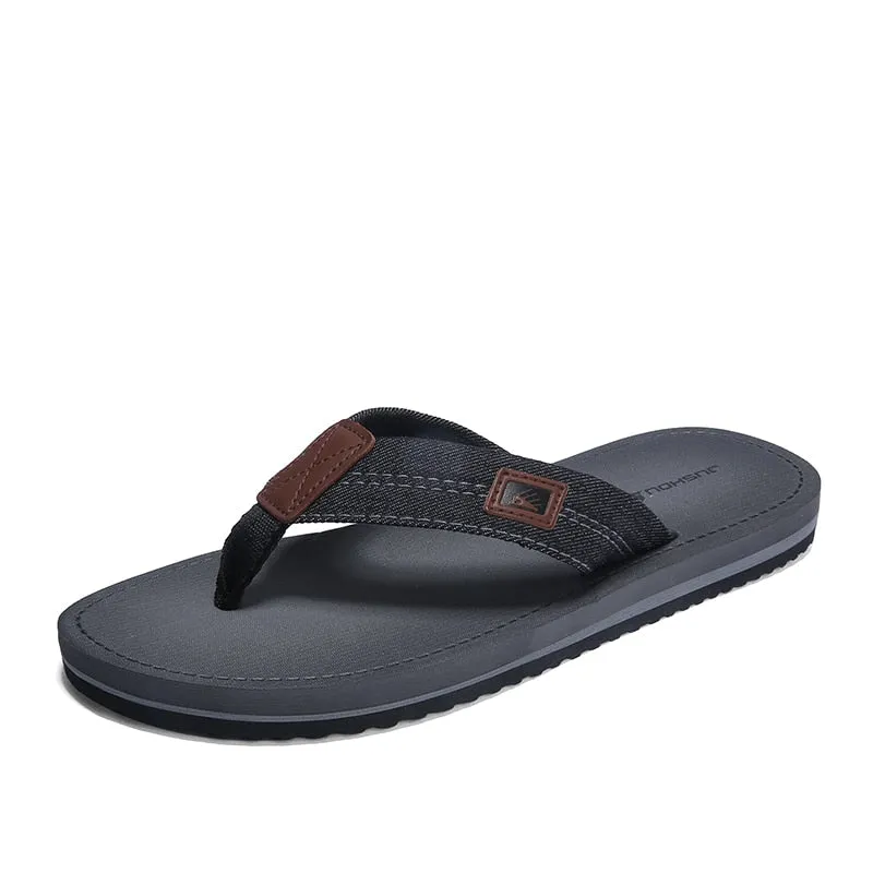 2021 New Home Men Soft Slippers Summer Classic Beach Sandals Men Hand-sewn Flat Flip Flops PU Rubber Platform Adult F804