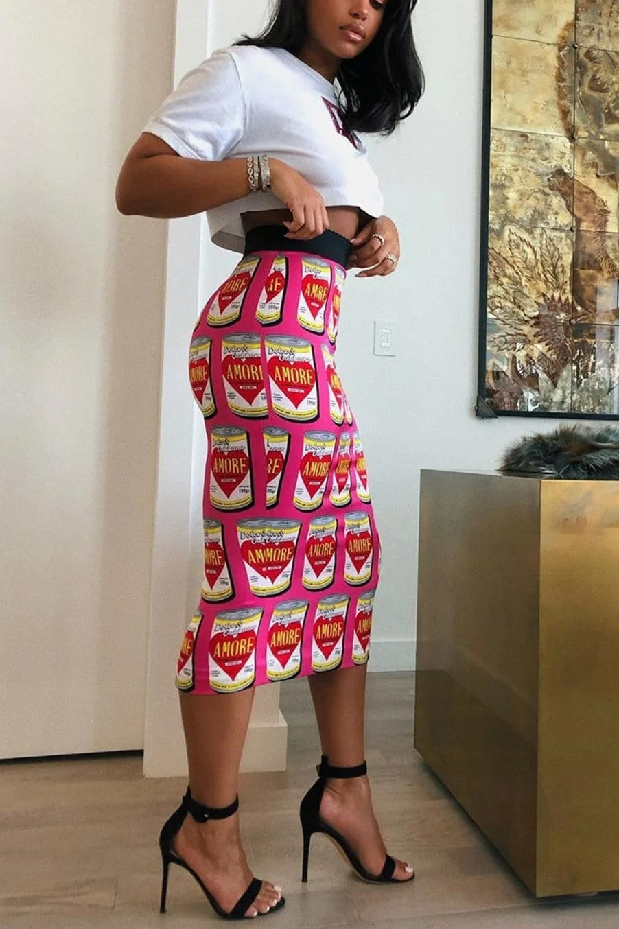 Tight-fitting Print Skirt