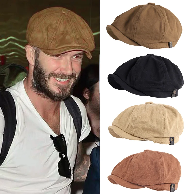 British Style Cotton Beckham Vintage Octagon Flat Hat
