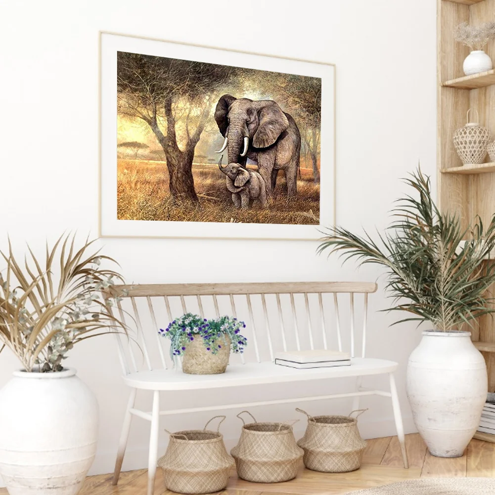 14CT Full Stamped Cross Stitch - Elephant(Canvas|40*50CM)