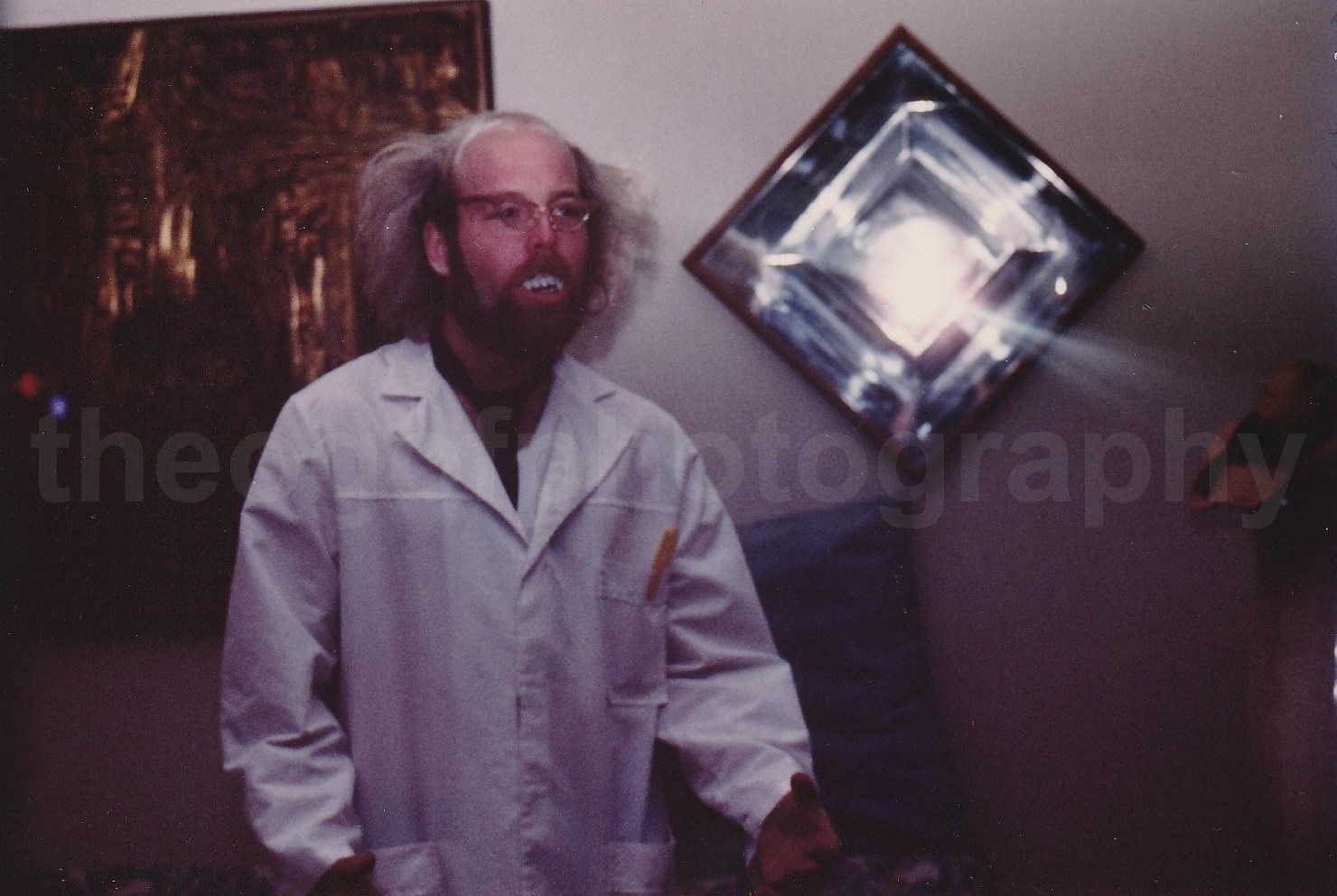 Mad Scientist FOUND Photo Poster painting ColorOriginal Snapshot VINTAGE 22 35