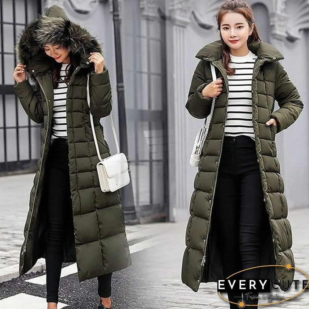Womens Winter Fashion Coats Parkas Jackets Casual Hooded Down Mid-Length Removable Fur