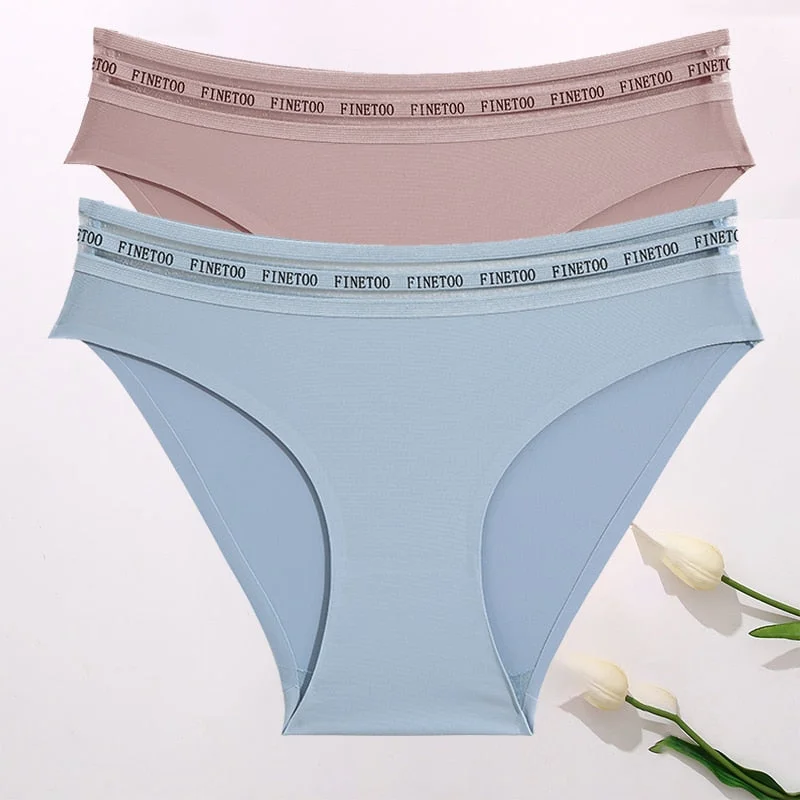 FINETOO 2PCS/Set Women Seamless Panties Lingerie Letter Underpant Ladies 7 Solid Colors L-XXL Woman Sexy Panty Briefs Underwear