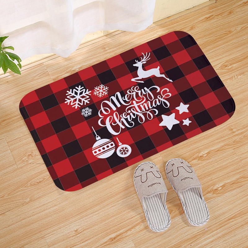 Tegooe Christmas Pattern Entry Mat - Non-Slip IndoorOutdoor Festive Doormat