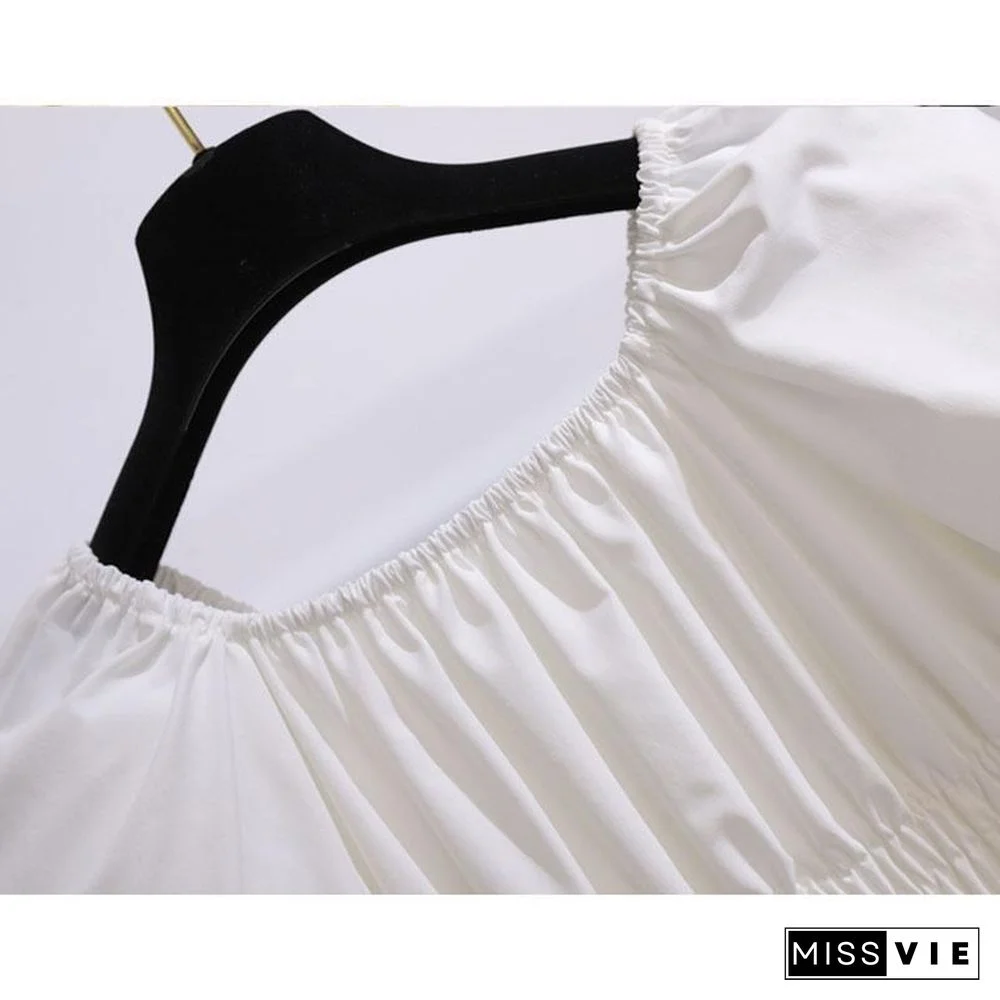 Classic Solid Color Irregular Dress P10852