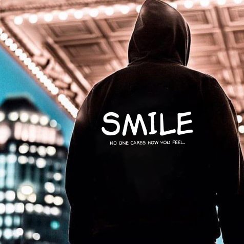 Smile No One Cares How You Feel Fun Monogram Hoodie - Krazyskull